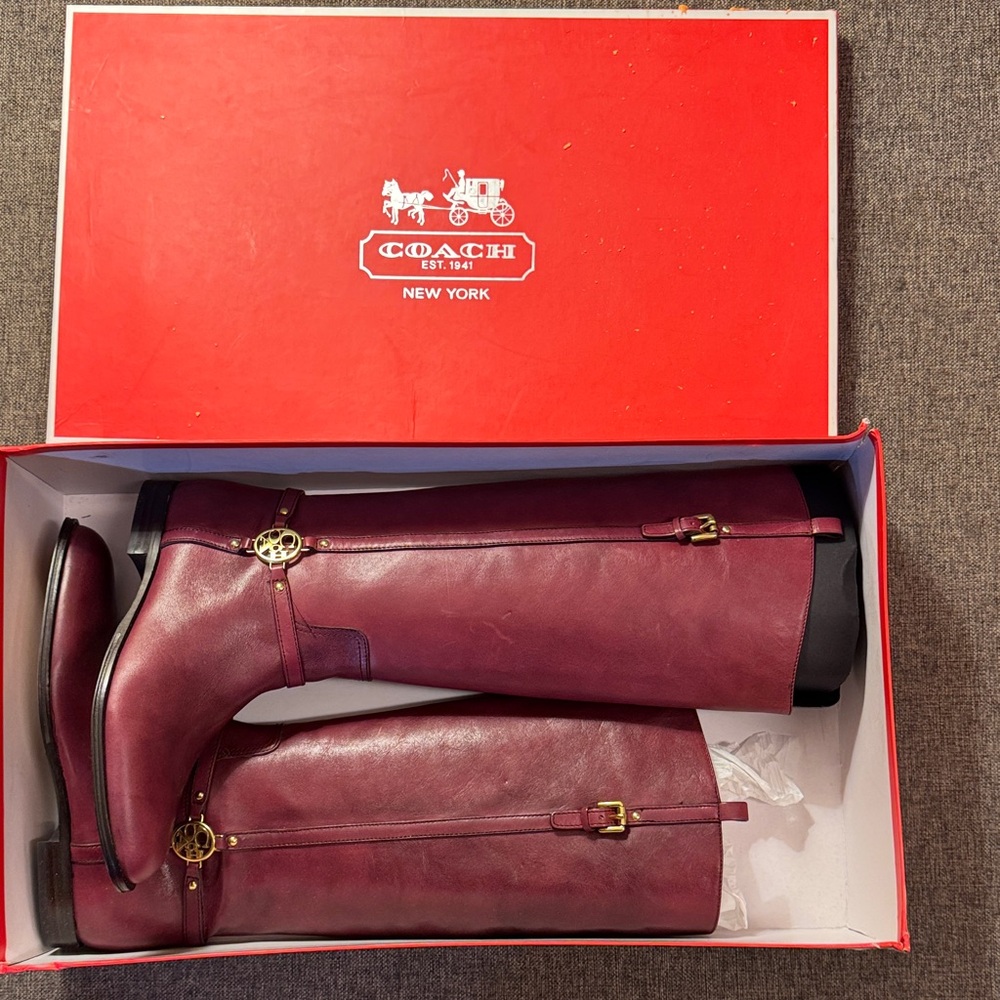 Coach Women's Maroon Over the Knee Boots